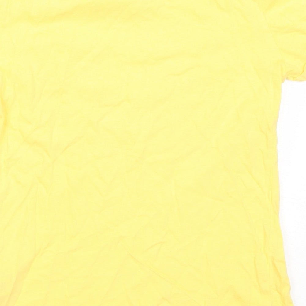 Dunnes Stores Girls Yellow Cotton Basic T-Shirt Size 8 Years Round Neck
