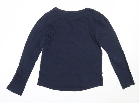 TU Girls Blue Cotton Basic T-Shirt Size 9 Years Round Neck