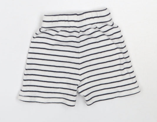George Boys White Striped Cotton Cropped Trousers Size 9-12 Months
