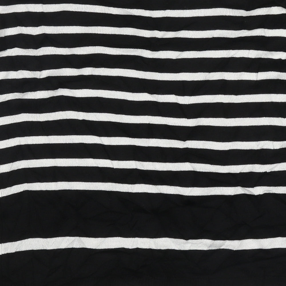 Marks and Spencer Womens Black Crew Neck Striped Acrylic Pullover Jumper Size 10