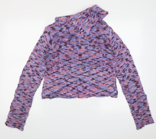 George Girls Purple Roll Neck Geometric Acrylic Pullover Jumper Size 13-14 Years Pullover