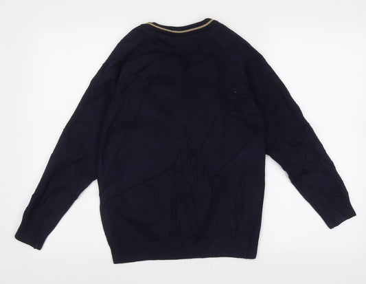 Rowlinson Courtelle Mens Blue V-Neck Acrylic Pullover Jumper Size S
