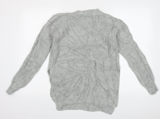 PRETTYLITTLETHING Womens Grey Cowl Neck Acrylic Pullover Jumper Size M