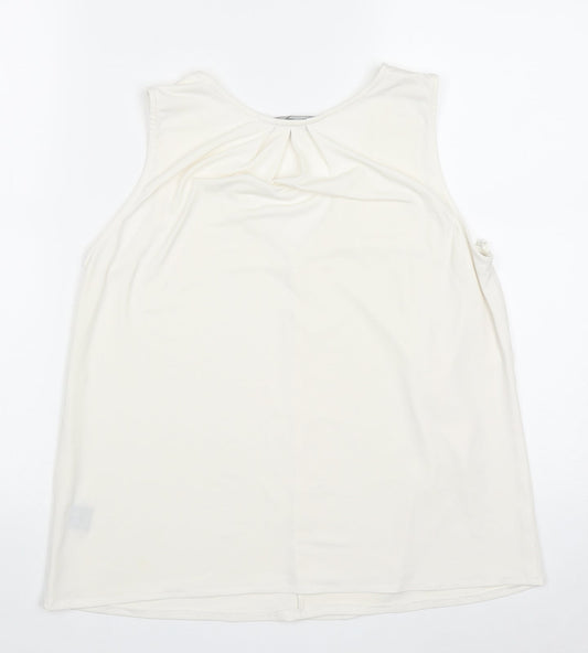 mixolo Womens White Polyester Basic Tank Size M V-Neck