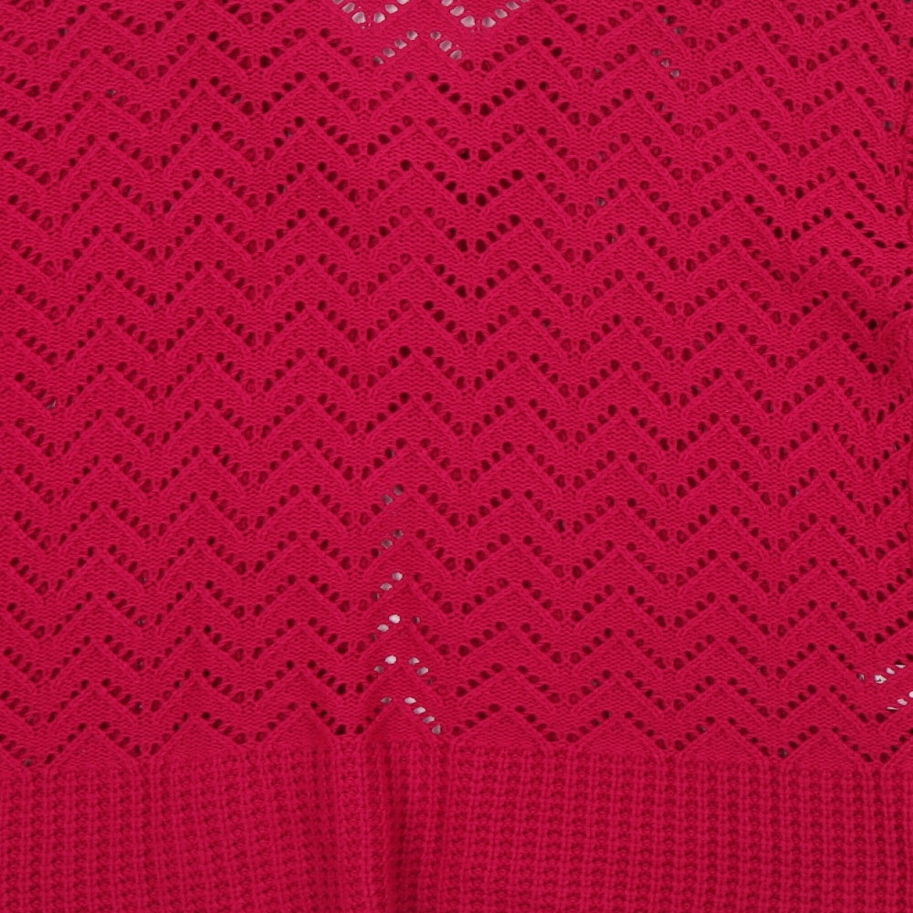 Glimpse Design Womens Pink Round Neck Cotton Cardigan Jumper Size M