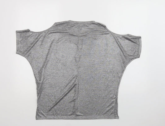 New Look Womens Silver Polyester Basic Blouse Size 10 Crew Neck - Cold Shoulder