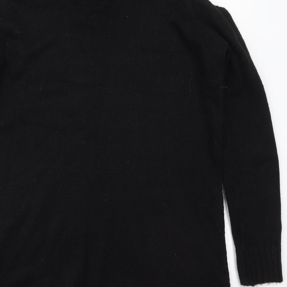 New Look Womens Black Roll Neck Acrylic Pullover Jumper Size M - Cut Out Shoulders