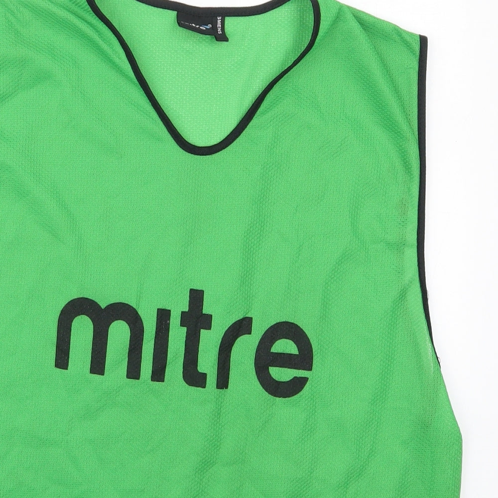 Mitre Mens Green Polyester Basic Tank Size S V-Neck Pullover