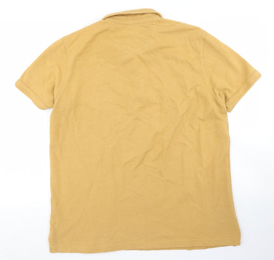 Remus Uomo Jeans Mens Yellow Polyester Polo Size XL Collared Button