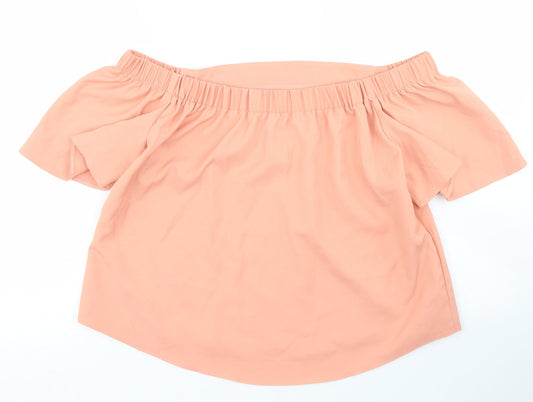 Missguided Womens Orange Polyester Cropped Blouse Size 10 Off the Shoulder