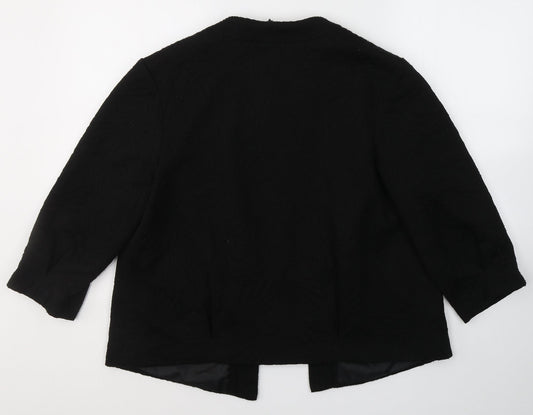 Marks and Spencer Womens Black V-Neck Polyester Cardigan Jumper Size 14 - Open front