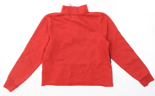 Active Girls Red V-Neck Striped Polyester Pullover Jumper Size 8-9 Years - New York