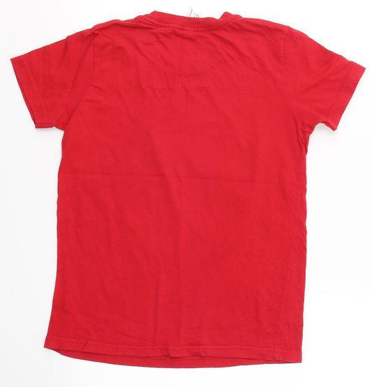 Canvas Boys Red Cotton Basic T-Shirt Size M Round Neck - Flash
