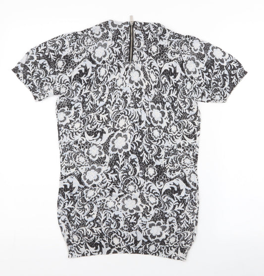 NEXT Womens Multicoloured Paisley Polyester Jersey T-Shirt Size 6 Roll Neck
