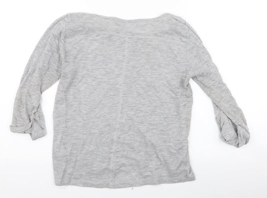 Only Womens Grey Round Neck Cotton Pullover Jumper Size S