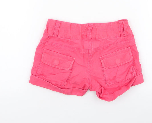 NEXT Girls Pink Linen Bermuda Shorts Size 4 Years Regular Zip
