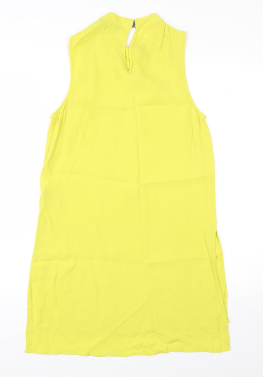 New Look Womens Yellow Viscose Basic Blouse Size 10 Round Neck