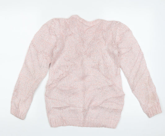 georger Girls Pink Crew Neck Polyester Pullover Jumper Size 10-11 Years Pullover