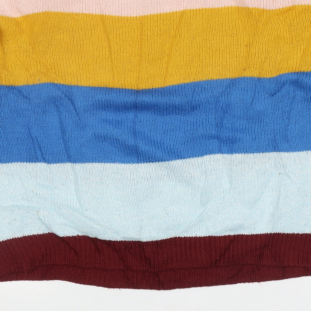 H&M Womens Multicoloured Crew Neck Striped Acrylic Pullover Jumper Size S