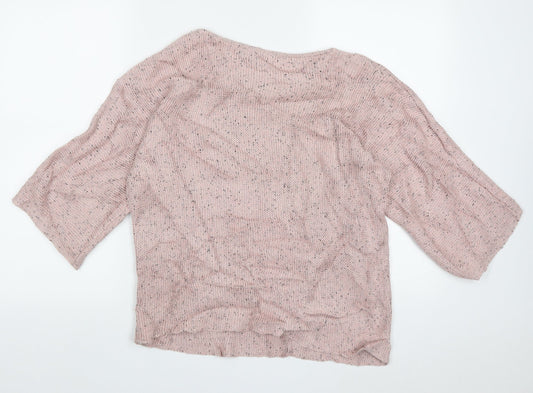 H&M Womens Pink Boat Neck Acrylic Pullover Jumper Size S