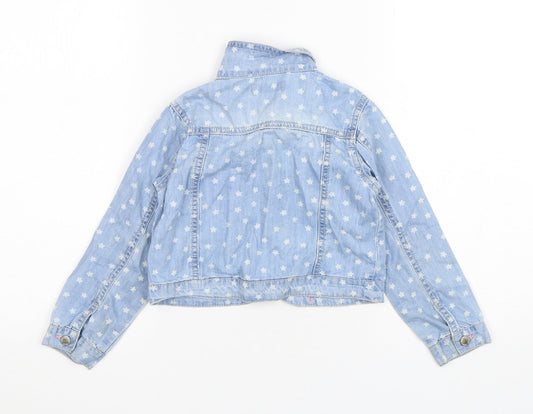 Boboli Girls Blue Floral Jacket Size 4 Years Button
