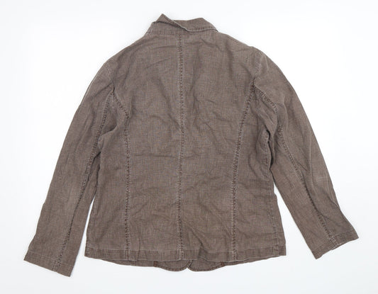 EAST Womens Brown Cotton Jacket Blazer Size 14