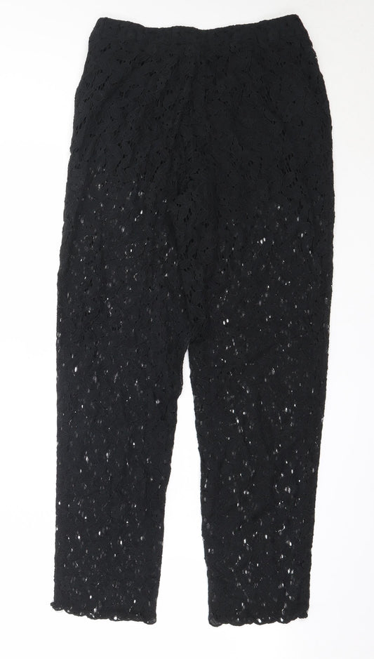 H&M Womens Black Cotton Capri Trousers Size 6 L26 in Regular