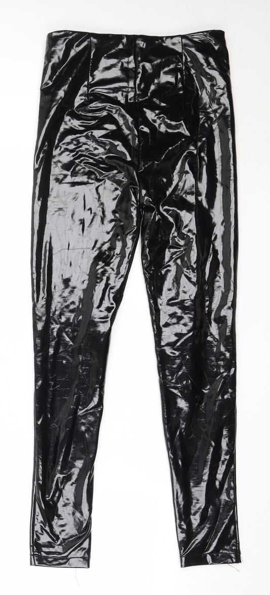 Vera & Lucy Womens Black Polyester Capri Leggings Size S L27 in