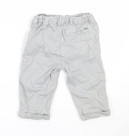 Marks and Spencer Boys Grey Cotton Capri Trousers Size 9-12 Months Button