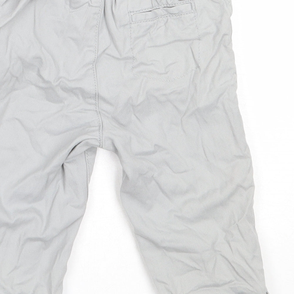 Marks and Spencer Boys Grey Cotton Capri Trousers Size 9-12 Months Button