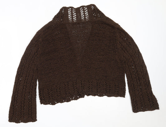 Papaya Womens Brown Round Neck Acrylic Cardigan Jumper Size 14