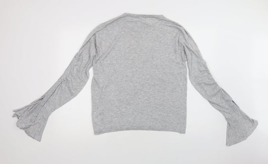 02 Collection Womens Grey Crew Neck Polyester Pullover Jumper Size M
