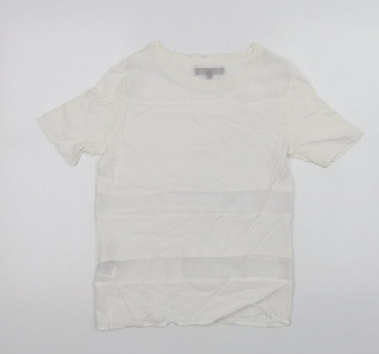 Selected Femme Womens White Viscose Basic Blouse Size 6 Crew Neck