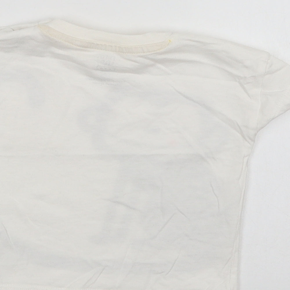F&F Baby White Cotton Basic Polo Size 3-6 Months Crew Neck Snap - Cute Monkey