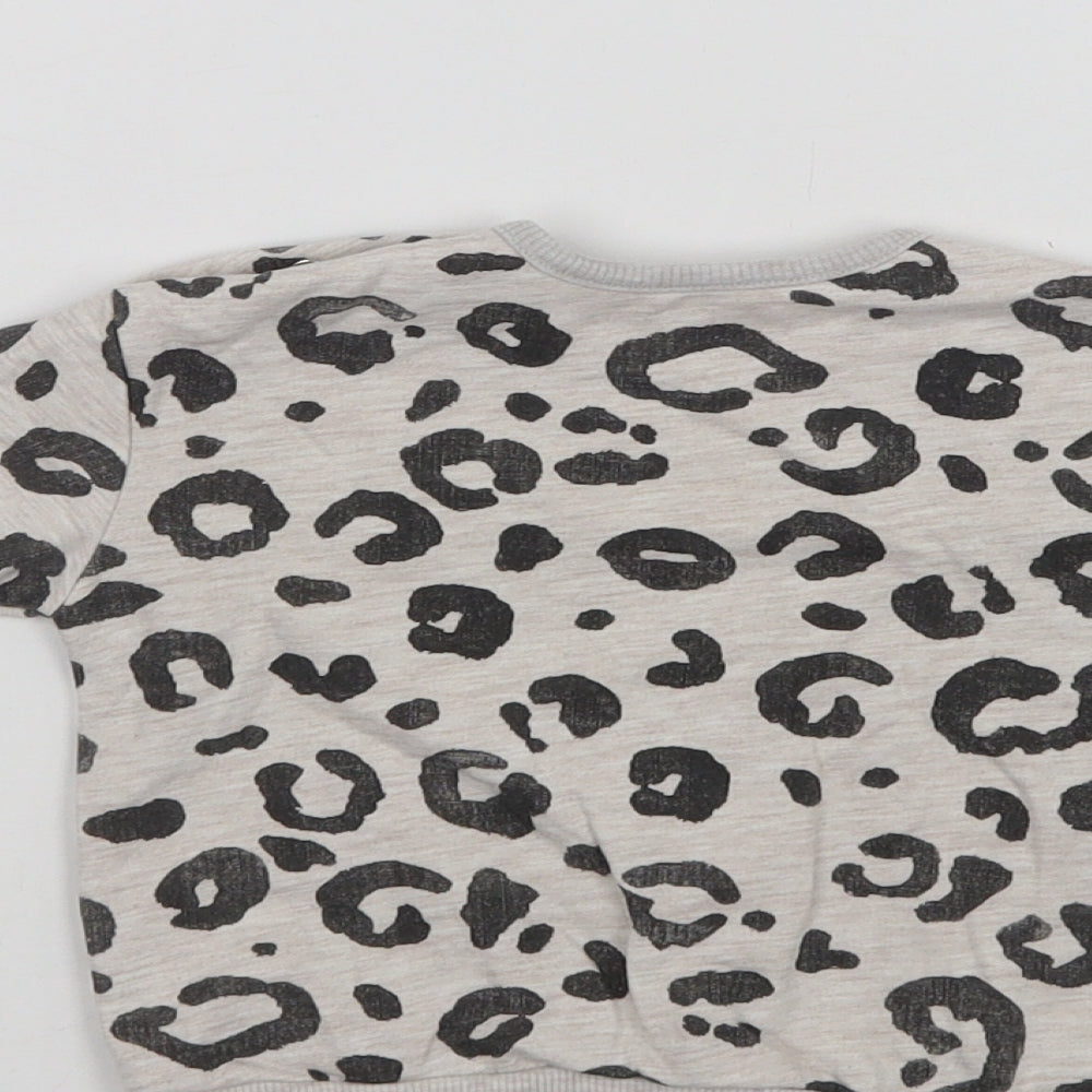 George Baby Grey Animal Print Cotton Pullover Jumper Size 3-6 Months Snap