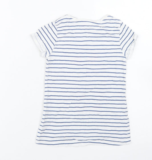 Cool Club Girls Blue Striped Cotton Basic T-Shirt Size 5 Years Crew Neck - Sunglasses