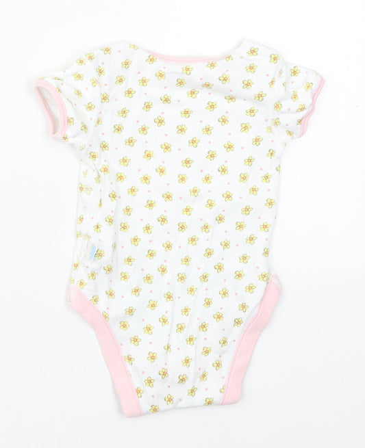 Marks and Spencer Girls Multicoloured Floral Cotton Babygrow One-Piece Size 3-6 Months Button