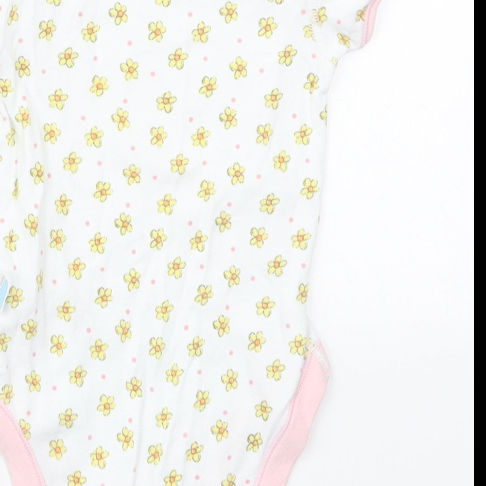 Marks and Spencer Girls Multicoloured Floral Cotton Babygrow One-Piece Size 3-6 Months Button