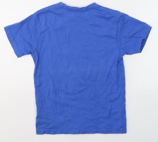 JHK Boys Blue Cotton Basic T-Shirt Size 5-6 Years Round Neck