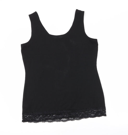 NEXT Womens Black Polyester Basic Tank Size 12 Round Neck