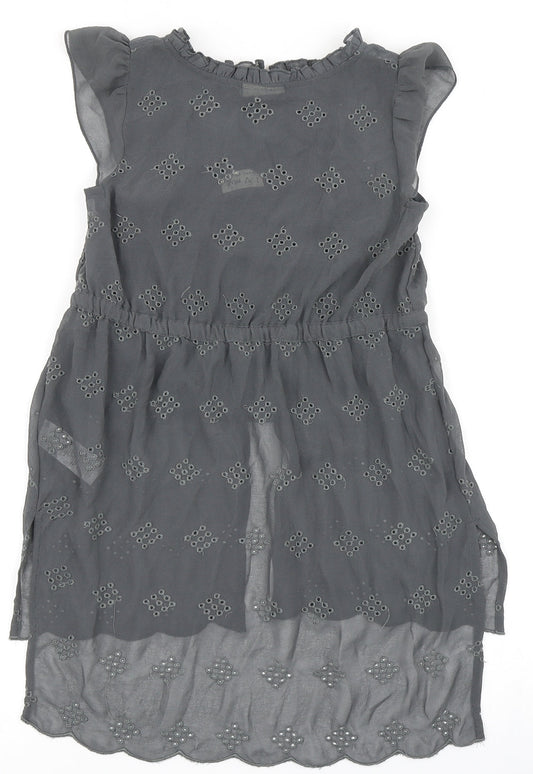 NEXT Girls Grey 100% Polyester A-Line Size 7 Years Round Neck Button - Built in vest