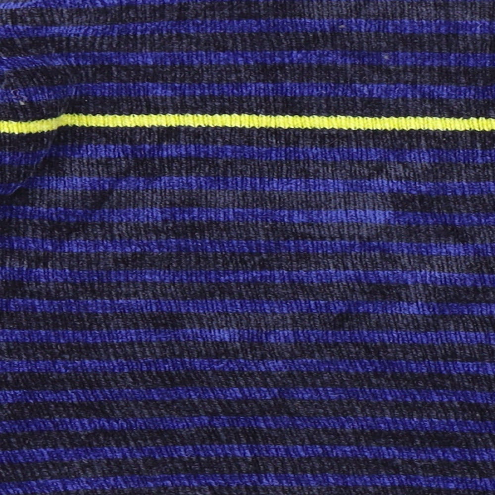 Tesco Boys Blue Round Neck Striped Acrylic Pullover Jumper Size 3-4 Years - Chenille