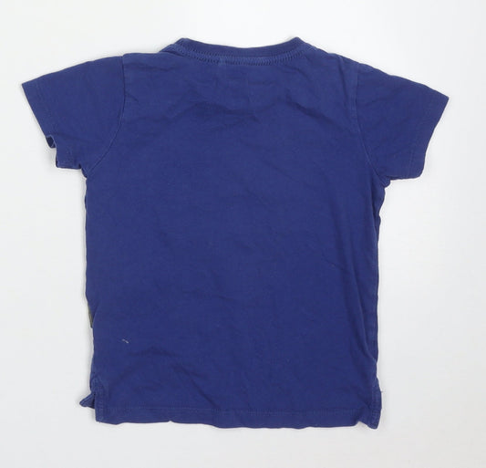Cotton On Boys Blue Cotton Basic T-Shirt Size 3 Years Crew Neck Pullover - Dinosaur
