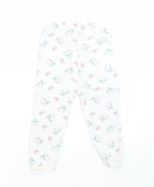 George Girls White Geometric Cotton Cami Pyjama Pants Size 18-24 Months Pullover - Minnie Mouse