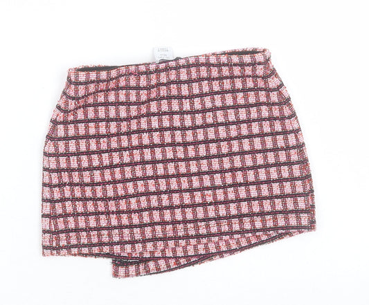 Primark Girls Pink Check Polyester A-Line Skirt Size 2 Years Regular Button