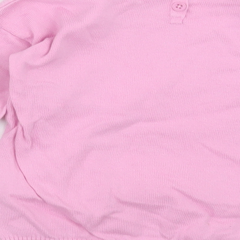 United Colors of Benetton Girls Pink Crew Neck Cotton Pullover Jumper Size 2-3 Years Button - going far