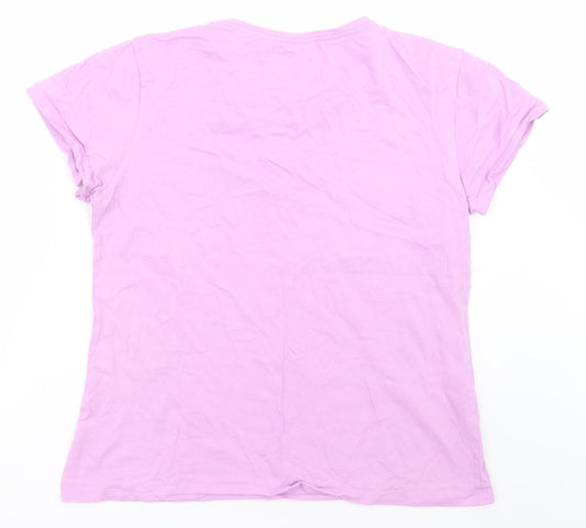 Dunnes Stores Womens Purple Cotton Basic T-Shirt Size M Crew Neck
