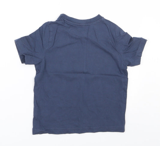 Mothercare Boys Blue Cotton Jersey T-Shirt Size 3-4 Years Round Neck Pullover