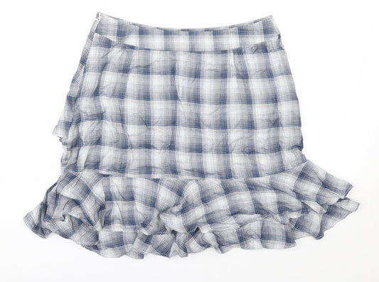 Oasis Womens Blue Geometric Viscose A-Line Skirt Size 10 Zip
