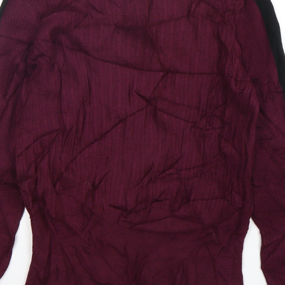Marks and Spencer Womens Purple High Neck Viscose Pullover Jumper Size 12